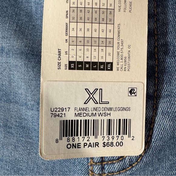 Hue Flannel Lined Denim Leggings NWT Sz 16 - Picture 15 of 16